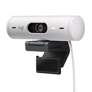 logitech brio 500 full hd webcam with auto light correction,show mode, dual noise reduction mics, webcam privacy cover, works with microsoft teams, google meet, zoom, usb-c cable – off white
