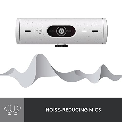 Logitech Brio 500 Full HD Webcam with Auto Light Correction,Show Mode, Dual Noise Reduction Mics, Webcam Privacy Cover, Works with Microsoft Teams, Google Meet, Zoom, USB-C Cable - Off White