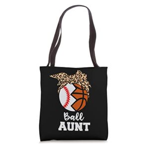 ball aunt funny baseball basketball aunt tote bag