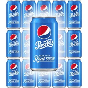 pepsi soda with real sugar, 12 fl oz can (pack of 15, total of 180 oz)