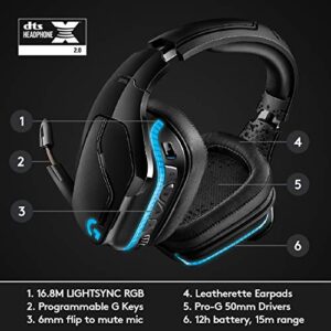 Logitech G935 Wireless DTS:X 7.1 Surround Sound LIGHTSYNC RGB PC Gaming Headset - Black/Blue
