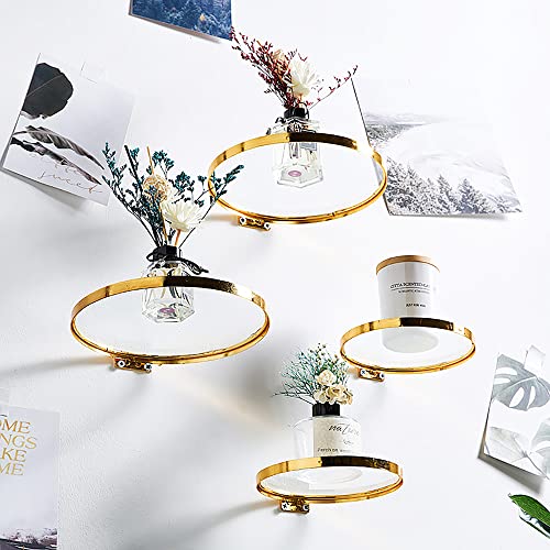 Flocovers Circular Design Small Wall Shelves,Glass Shelf Display Shelf Flexible Use of Wall Space,Floating Shelf for Bedroom, Living Room, Bathroom, Kitchen, Office and More