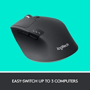 Logitech M720 Triathlon Multi-Device Wireless Mouse, Bluetooth, USB Unifying Receiver, 1000 DPI, 8 Buttons, 2-Year Battery, Compatible with Laptop, PC, Mac, iPadOS - Black