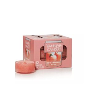 yankee candle white strawberry bellini scented tea light candles (box of 12)