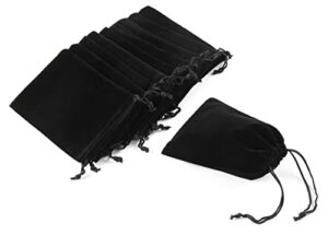 small pouch jewelry pouch velvet drawstring pouches, 10pcs black velvet bags pouch bags for jewelry gifts (3.9 x 5.5 inches)