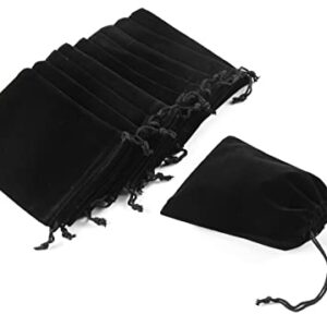 Small Pouch Jewelry Pouch Velvet Drawstring Pouches, 10pcs Black Velvet Bags Pouch Bags for Jewelry Gifts (3.9 X 5.5 inches)