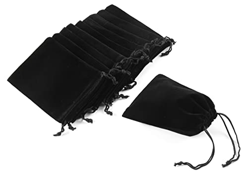 Small Pouch Jewelry Pouch Velvet Drawstring Pouches, 10pcs Black Velvet Bags Pouch Bags for Jewelry Gifts (3.9 X 5.5 inches)