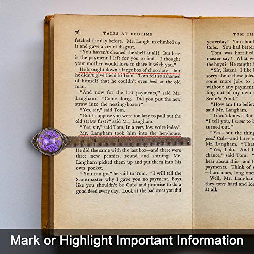 Wisdompro 2 Pcs Metal Bookmark, Retro Vintage Bronze Book Mark Ruler with Dried Flower, Packaged in a Gift Box - an Ideal Gift for Kids, Students, Teachers, Book Lovers - Blue & Purple