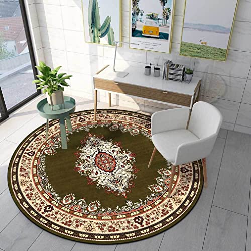 LIKETN Vintage Bohemia Area Rug Boho Floral Round Geometry Decor Carpet for Farmhouse Bedroom Living Room Kitchen Runner Mat Non Slip Bathroom Rugs Indoor Outdoor Doormat 3' X 3'/Light Blue