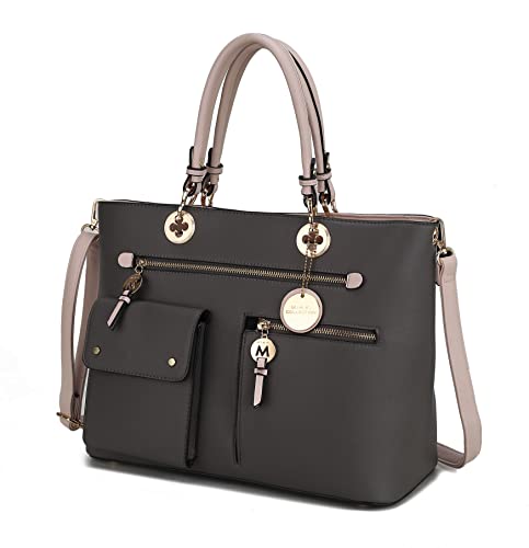 MKF Collection MKF-X675CRC-BLS Julia Multi-Pocket Satchel by Mia K. Charcoal-Blush