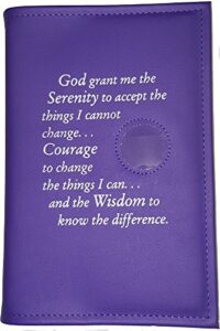 culver enterprises alcoholics anonymous aa big book cover serenity prayer medallion holder purple orchid