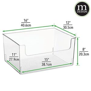 mDesign Plastic Open Front Wide Toy Storage Organizer Bin for Playroom, Nursery, Kids Closets; Holds Action Figures, Crayons, Building Blocks, Puzzles - Ligne Collection - 4 Pack + 24 Labels - Clear