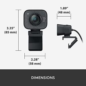 Logitech for Creators StreamCam Premium Webcam for Streaming and Content Creation, Full HD 1080p 60 fps, Premium Glass Lens, Smart Auto-Focus, for PC/Mac – Graphite