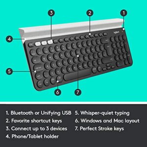 Logitech K780 Multi-Device Wireless Keyboard for Computer, Phone and Tablet – FLOW Cross-Computer Control Compatible – Speckles