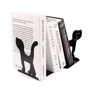 Creative Animal Design Decorative Bookends - Bright Orange Yellow Color Book Ends for Shelves, Non Skid Metal Heavy Duty Bookends, Cute Book Divider Book Stopper Supports for Gift (Black Dog)