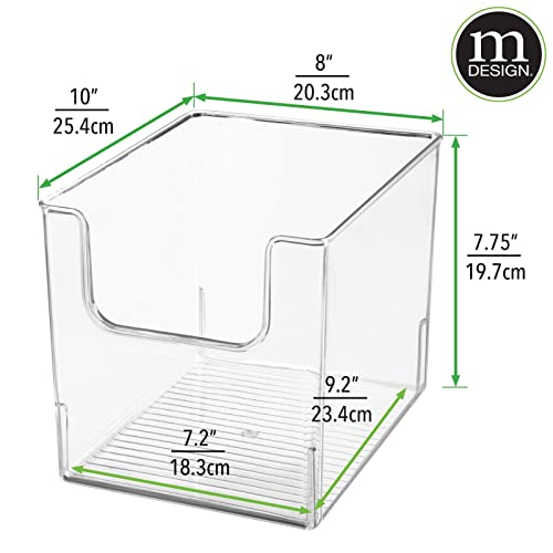 mDesign Deep Plastic Home Storage Organizer Bin - Container for Nursery, Kids Bedroom, Toy or Playroom - Open Front Design - 8 Bins + 24 Labels - Clear