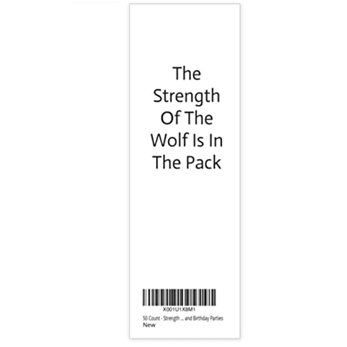 Inspirational Strength of The Wolf Bookmarks - Bulk Pack of 50 for Book Lovers - Encourages Reading - Student Awards - Cute Birthday Favors - Sturdy Shiny Thick Card Stock - Made in USA