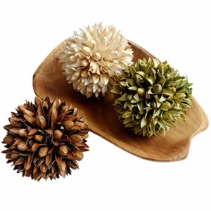 cir oases decorative balls bowl/tray &floral orb/ball with dried potpourri, artificial decorative balls for vase bowl filler table decor for home,spa,reiki,meditation 03,4 inch diameter, set of 3