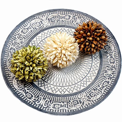 CIR OASES Decorative Balls Bowl/Tray &Floral Orb/Ball with Dried Potpourri, Artificial Decorative Balls for Vase Bowl Filler Table Decor for Home,Spa,Reiki,Meditation 03,4 Inch Diameter, Set of 3