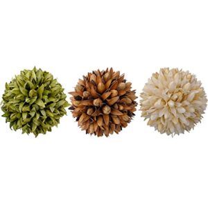 CIR OASES Decorative Balls Bowl/Tray &Floral Orb/Ball with Dried Potpourri, Artificial Decorative Balls for Vase Bowl Filler Table Decor for Home,Spa,Reiki,Meditation 03,4 Inch Diameter, Set of 3