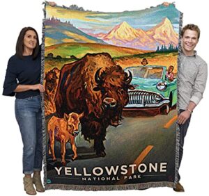 pure country weavers pcw – yellowstone national park blanket by kai carpenter – anderson design group inc – gift tapestry throw woven from cotton – made in the usa (72×54)