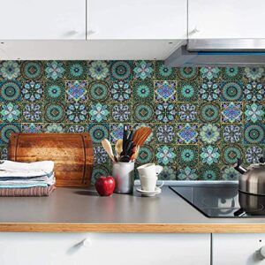 16 pcs mandala decorative tile stickers 6*6 inch(15*15cm) ，peel and stick adhesive tile stickers，home decor，furniture decor，staircase，backsplash tile stickers