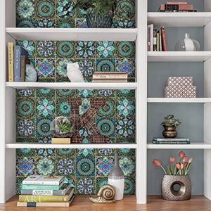 16 Pcs Mandala Decorative Tile Stickers 6*6 inch(15*15cm) ，Peel and Stick Adhesive Tile Stickers，Home Decor，Furniture Decor，Staircase，Backsplash Tile Stickers