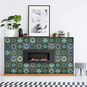 16 Pcs Mandala Decorative Tile Stickers 6*6 inch(15*15cm) ，Peel and Stick Adhesive Tile Stickers，Home Decor，Furniture Decor，Staircase，Backsplash Tile Stickers