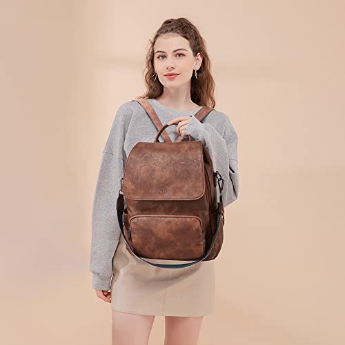 Shrrie Backpack Purse for Women Fashion PU Leather Backpack Purse Designer Travel Backpack Ladies Satchel Shoulder Bag with Wristlet