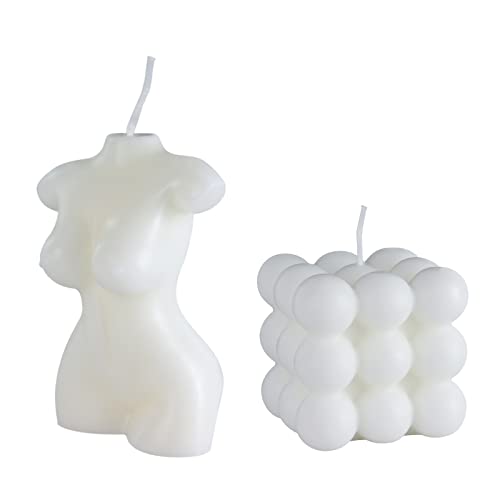 Bubble Cube + Human Body Candle Women Body Candle Body Shape Beautiful Art Candle Decoration for Wedding Decorative Candle for Bedroom Bathroom Decorations Hand Poured Scented Candle (Bubble + Body)