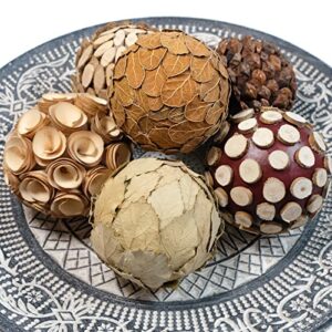 CIR OASES Decorative Filler Balls for Centerpiece, 6 PCS 3.5 Inch Natural Tone Bowl&Vase Filler Balls for Home Decoration, Dough Basket Fillers