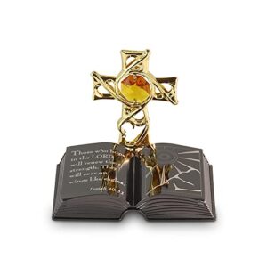 crystocraft mini bible series gift with austrian crystal studded art home decor for your loved one, friends (gold) (mini cross bible story b)