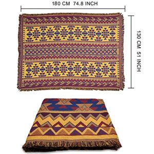 JIABOLANG Boho Throw Blankets Reversible Woven Blankets Cover Hippie for Couch Bed Recliner Sofa Bohemian Tapestry Colorful Furniture Protector Cover for Home Décor, Astrology, Double Side, 50"x70"