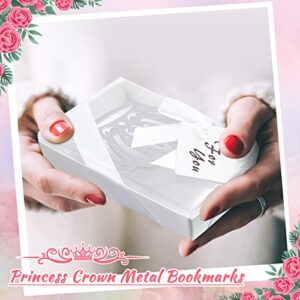 50 Pcs Crown Design Bookmark for Girls Quinceanera Gift Bookmark Crown Princess Metal Bookmark Book Lover Silver Quinceanera Favors with Gift Boxes for Fifteen Birthday Wedding Bridal Shower Women