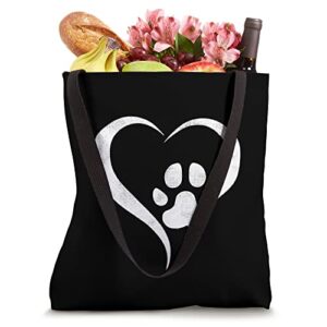 For The Love Of My Dog - White Heart & Dog Paw - Grunge Tote Bag