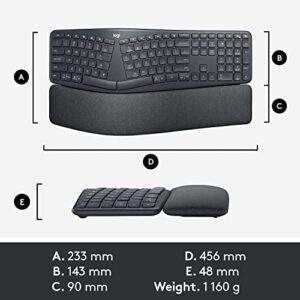 Logitech ERGO K860 Wireless Ergonomic Keyboard - Split Keyboard, Wrist Rest, Natural Typing, Stain-Resistant Fabric, Bluetooth and USB Connectivity, Compatible with Windows/Mac