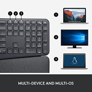 Logitech ERGO K860 Wireless Ergonomic Keyboard - Split Keyboard, Wrist Rest, Natural Typing, Stain-Resistant Fabric, Bluetooth and USB Connectivity, Compatible with Windows/Mac