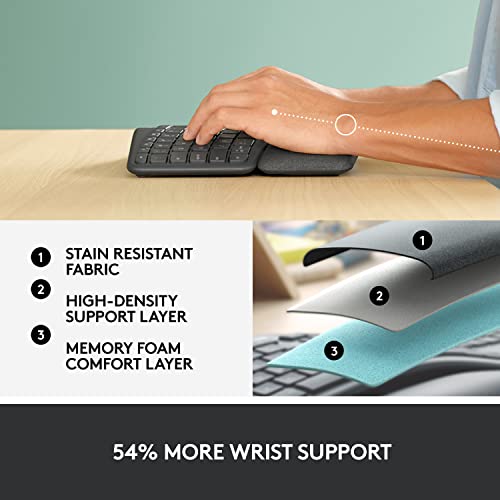 Logitech ERGO K860 Wireless Ergonomic Keyboard - Split Keyboard, Wrist Rest, Natural Typing, Stain-Resistant Fabric, Bluetooth and USB Connectivity, Compatible with Windows/Mac