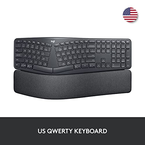 Logitech ERGO K860 Wireless Ergonomic Keyboard - Split Keyboard, Wrist Rest, Natural Typing, Stain-Resistant Fabric, Bluetooth and USB Connectivity, Compatible with Windows/Mac