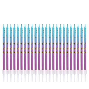 sharesync gradient colorful birthday cake candles with gold glitter power long thin cupcake happy birthday candles topper for wedding celebration party 24pcs (cyan+purple-1)