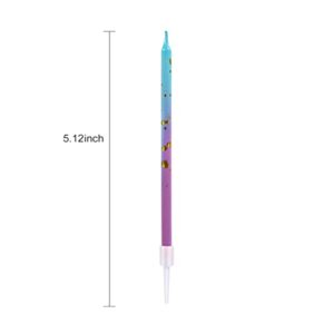 SHARESYNC Gradient Colorful Birthday Cake Candles with Gold Glitter Power Long Thin Cupcake Happy Birthday Candles Topper for Wedding Celebration Party 24pcs (Cyan+Purple-1)