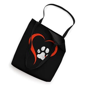 For The Love Of My Dog- Red Heart & White Dog Paw - Grunge Tote Bag