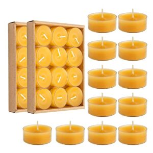 ljqizn 24pcs natural beeswax tealight candles handmade decorative unscented pure beeswax tea lights（ perfect for birthday party ,wedding, spa, home decor)