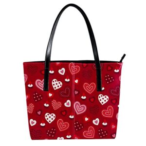 large leather handbags for women valentine’s day heart red top handle shoulder satchel hobo bag