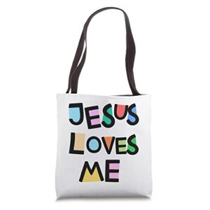 jesus loves me religious religion church christian catholic tote bag