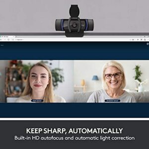 Logitech C920e HD 1080p Mic-Enabled Webcam, certified for Zoom, Microsoft Teams compatible, TAA Compliant + Litra Glow Premium LED Streaming Light with TrueSoft, adjustable monitor mount