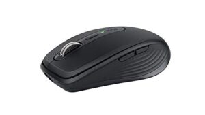logitech mx anywhere 3 compact performance mouse, wireless, comfort, fast scrolling, any surface, portable, 4000dpi, customizable buttons, usb-c, bluetooth – graphite