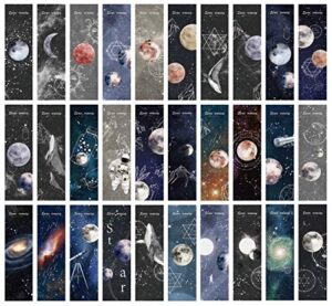 cute funny planet moon space theme colorful bookmarks, 30 pcs (space)