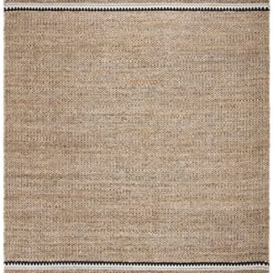 SAFAVIEH Natural Fiber Collection 9' x 12' Natural/Black NF874B Handmade Farmhouse Boho Coastal Rustic Premium Jute Living Room Dining Bedroom Area Rug