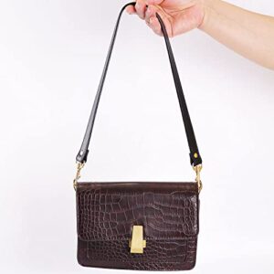 VanEnjoy Pair Full Grain Leather Replacement Strap For Handbags Purse Bags-26“Long,0.71"Wide (Black) (Black)